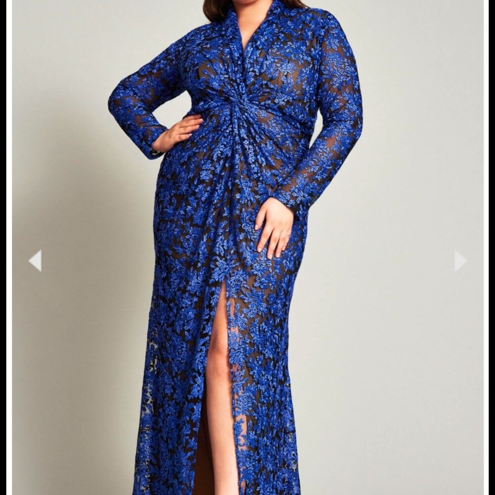 Tadashi Royal Blue Stretch Lace Gown Size 18